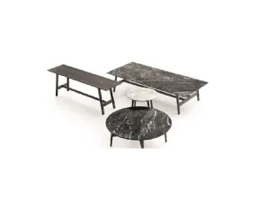 Aany coffee table with marble or wood top by Ditre Italia.