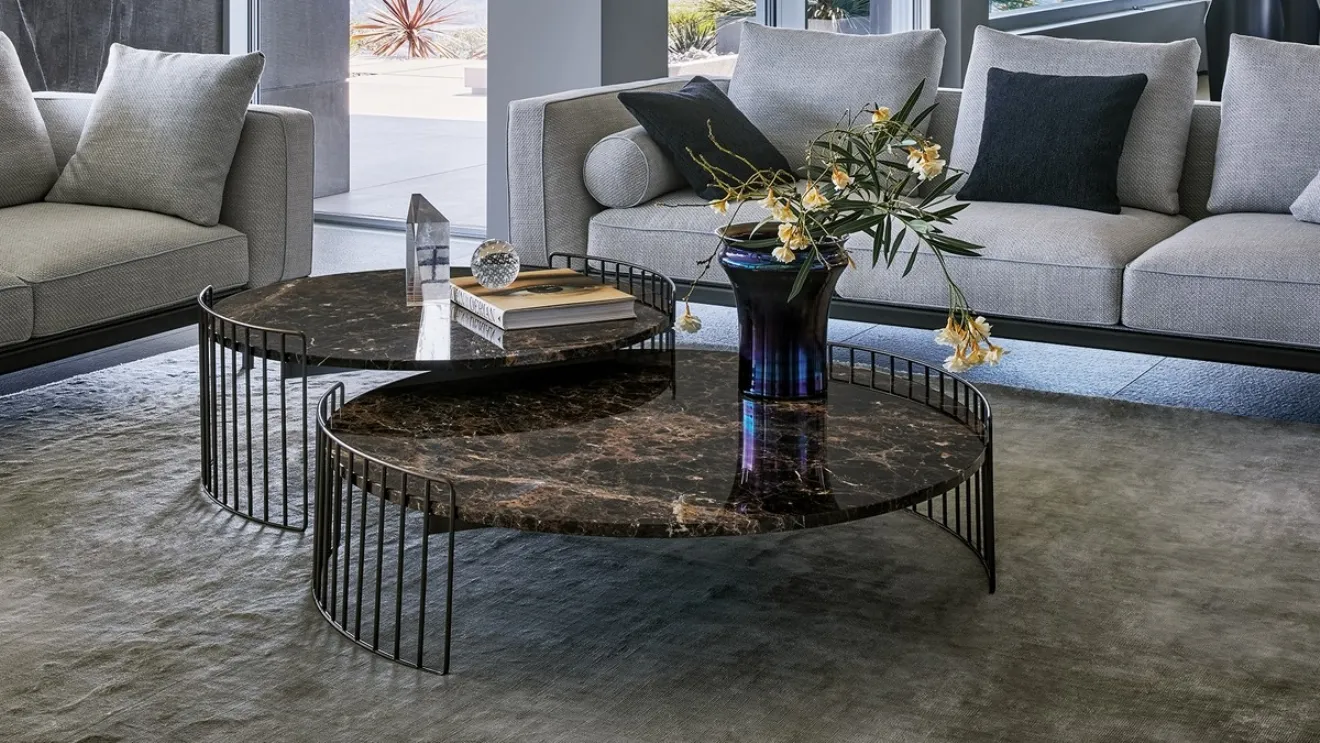 Round marble coffee table Harpe by Bonaldo