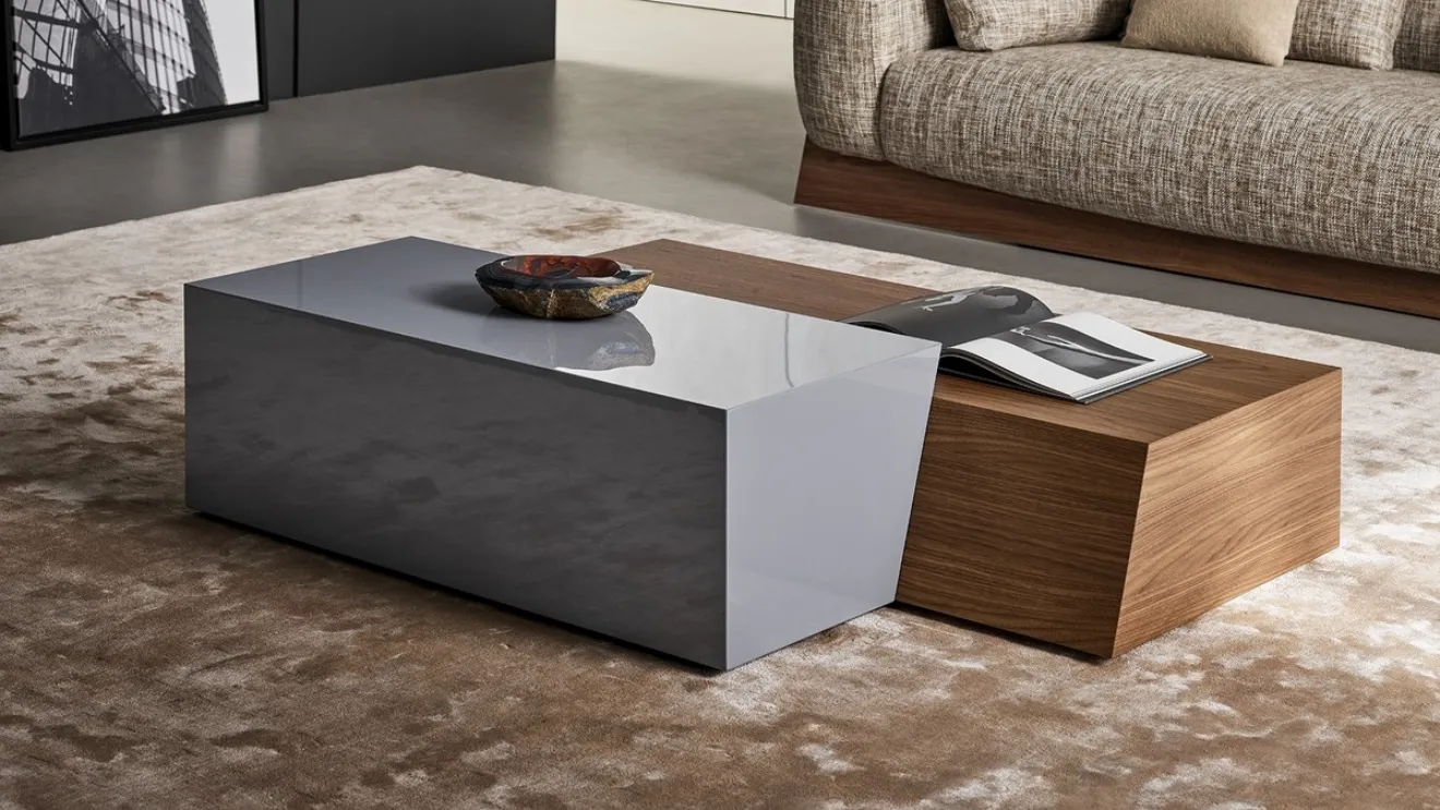 Litos wooden coffee table in glossy lacquered wood by Bonaldo.