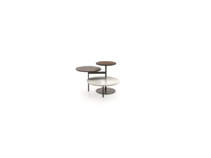 Tris coffee table with metal structure and top in MDF and marble by Ditre Italia.