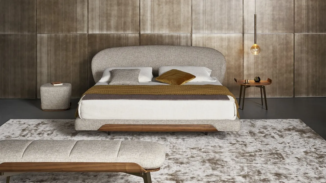 Bed with Olos Bed headboard by Bonaldo