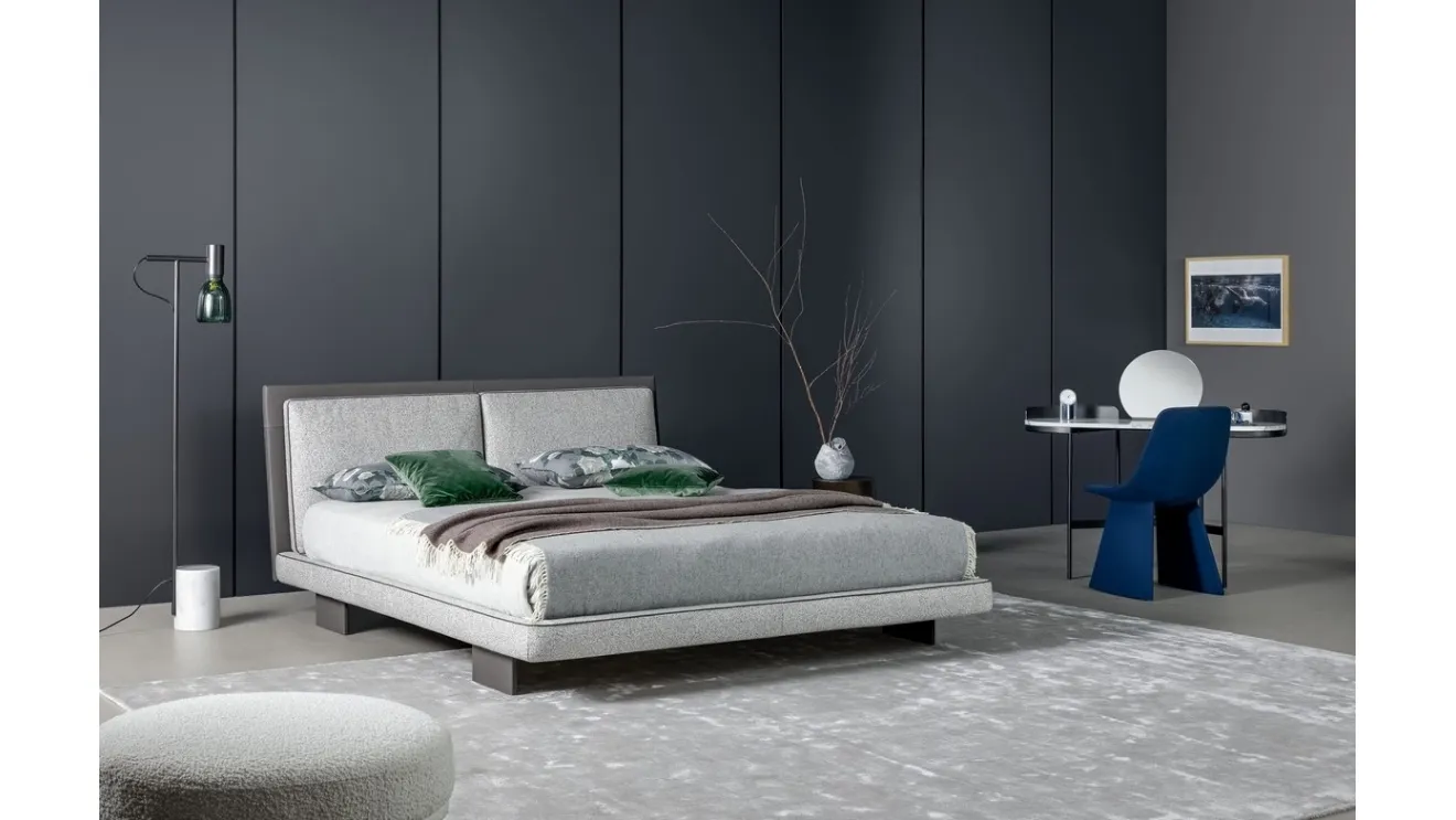 Double bed Tara in fabric and leather by Bonaldo.