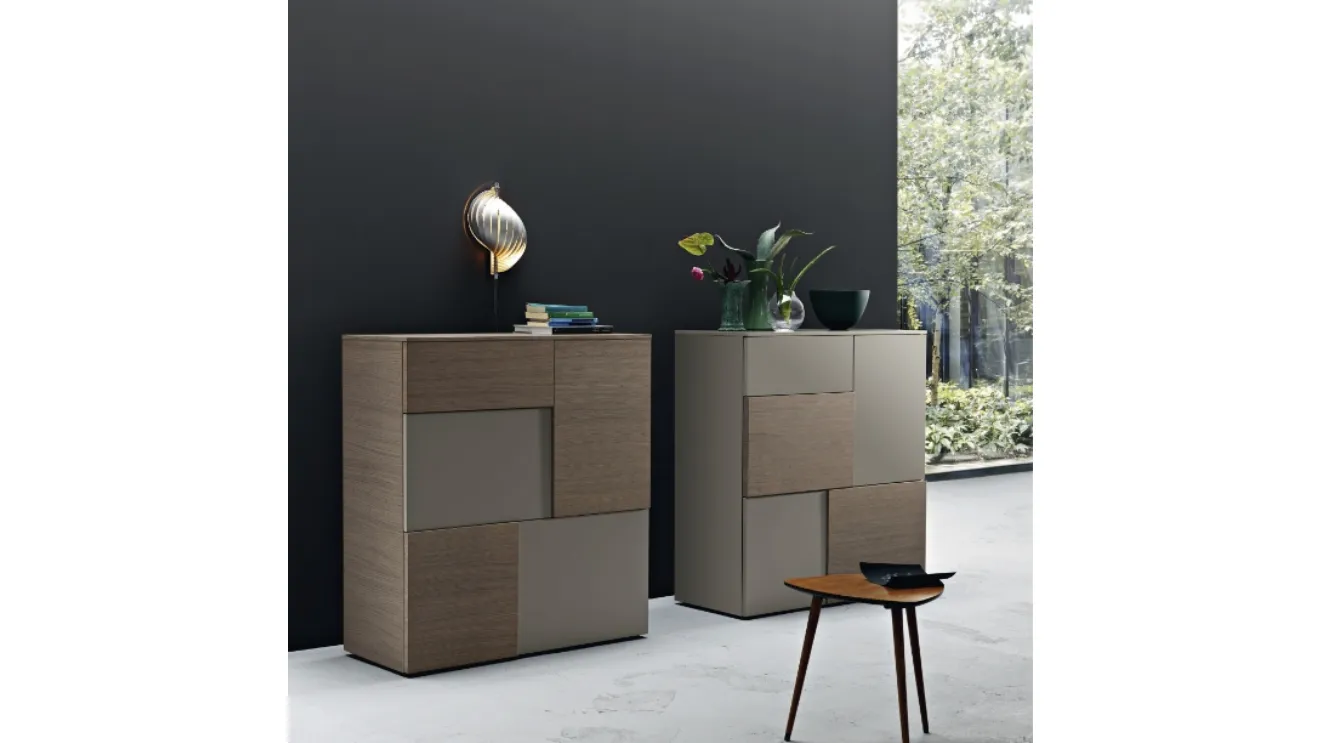 Media unit 40 and 41 in clay oak and slate lacquered by Sangiacomo.