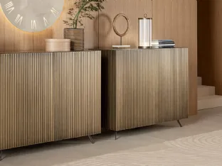 High sideboard in lacquered wood with brushed brass by Riflessi.