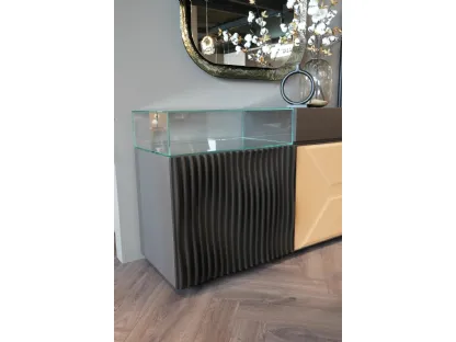 Wave sideboard with wavy wooden doors by Ozzio