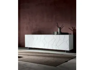 Madia Segno in wood with a matte white lacquered finish by Riflessi