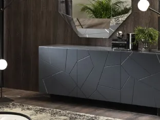 Lacquered graphite wood sideboard by Riflessi.