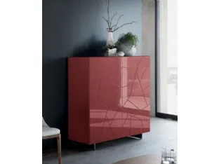 Wooden highboard in glossy red lacquered finish by Riflessi.