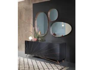 Solaris high gloss lacquered graphite wood sideboard by Riflessi.