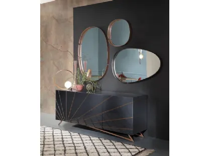 Solaris high gloss lacquered graphite wood sideboard by Riflessi.