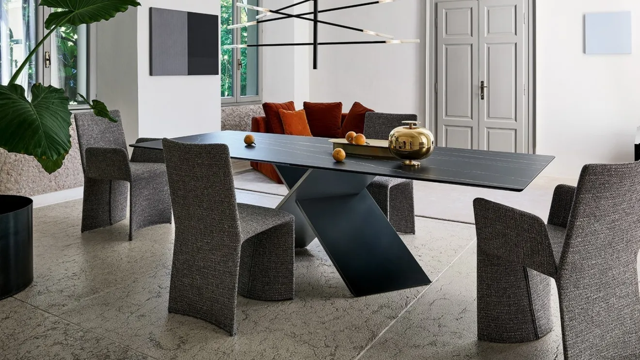 Ax table with ceramic top by Bonaldo