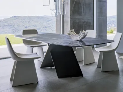 Ax table with ceramic top by Bonaldo.