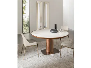 Round Tower ceramic and wood table by Riflessi.